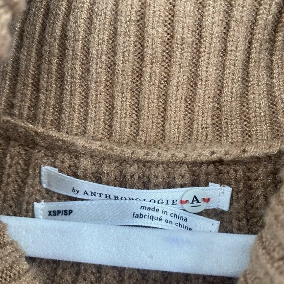 Anthropologie Size XS/S Petite Kali Poncho Sweater Brown Oversized Cable Knit - Picture 13 of 13